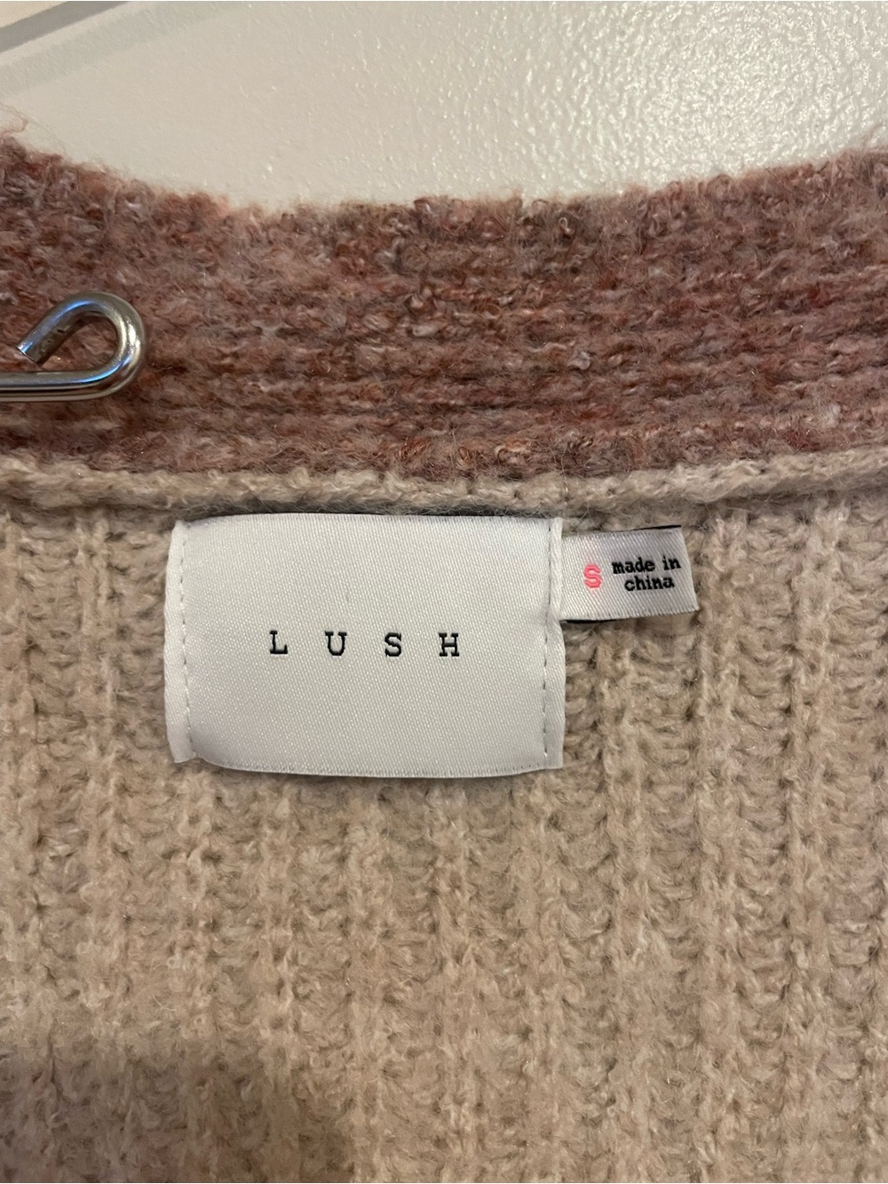 Lush Colorblock Button-Front Cardigan - Beige, Pink & Green - Picture 2 of 3